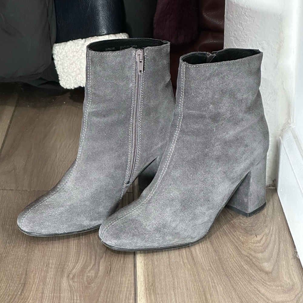 Steve Madden Grey Heeled Ankle Boots